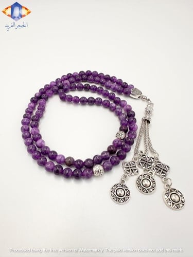 سبحه حجر الأماثيست ( الجمشت) الطبيعي الكريم الساحر...