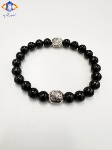 سوار حجر التورمالين الأسود الكريم الطبيعي الفاخر .