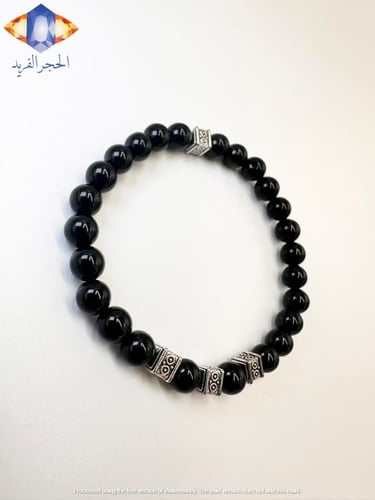 سوار حجر الأونكس الأسود الكريم الطبيعي الفاخر