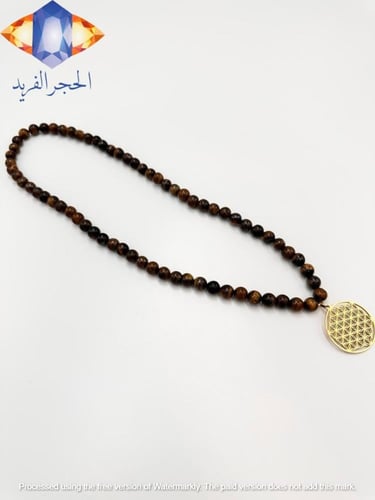 سلسال حجر عين النمر الكريم الطبيعي مع تعليقه زهره...