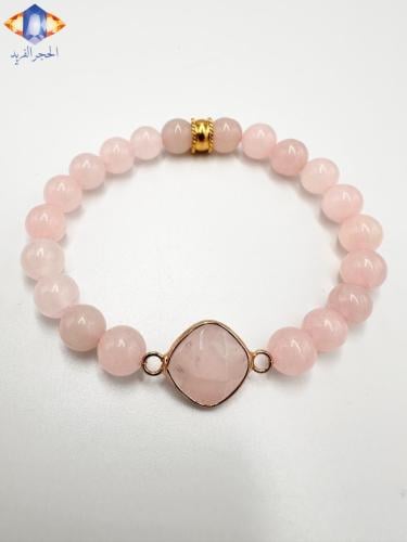 سوار حجر الكوارتز الوردي الطبيعي الكريم .