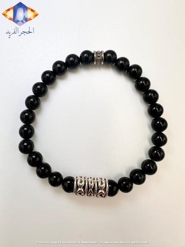 سوار حجر الأونكس الأسود الكريم الطبيعي الفاخر