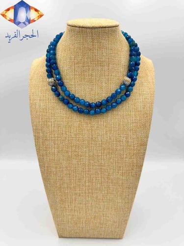 السبحه الذكيه من حجر العقيق الأزرق الغامق الطبيعي...