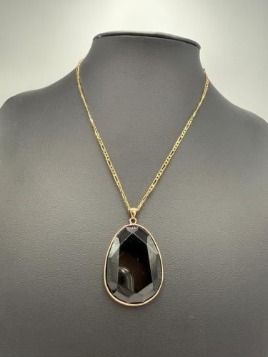 تعليقه حجر الاوبسيديان ( السبج ) الطبيعي مع سلسال...