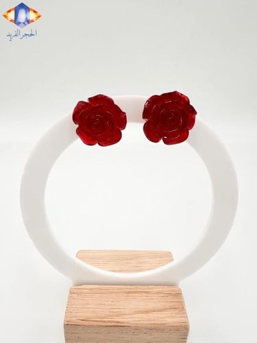 حلق من حجر المرجان ( الكورال) ألأحمر الطبيعي الكري...