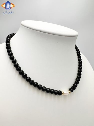 عقد حجر الأونكس(العقيق الأسود ) الكريم الطبيعي .