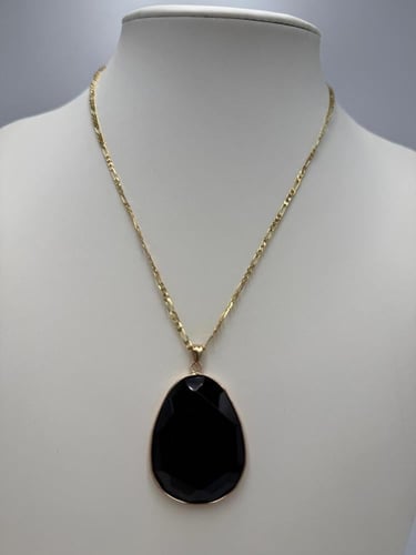 تعليقه حجر الاوبسيديان ( السبج ) الطبيعي مع سلسال...