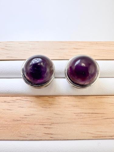 حلق من حجر الأماثيست (الجمشت) الطبيعي الكريم .