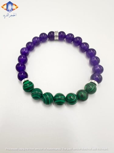 سوار حجر الملاكايت الأخضر الطبيعي مع حجر اليشب الب...
