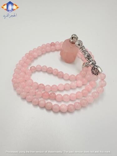 عقد و سبحة حجر الكوارتز الوردي الطبيعي الكريم مع ت...