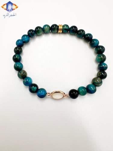 سوار حجر عين النمر الأزرق الكريم الطبيعي المميز