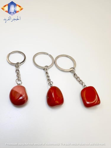 سلسله مفاتيح من حجر الجاسبر الأحمر الكريم الطبيعي...