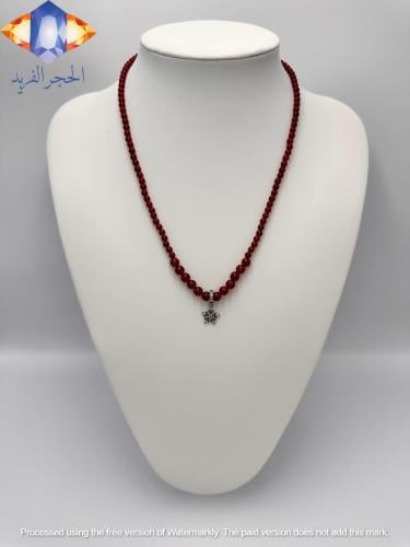 سلسال العقيق الأحمر الكريم الطبيعي .