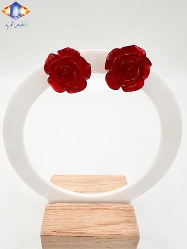 حلق من حجر المرجان ( الكورال) ألأحمر الطبيعي الكري...