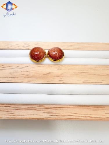 حلق من حجر الرمل الذهبي الطبيعي الكريم .