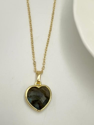 تعليقه حجر الطاووس (لابرادوريت) الكريم مع سلسال ذه...