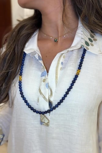 حجر اللازورد الفاخر الكريم الطبيعي في السبحه الذكي...