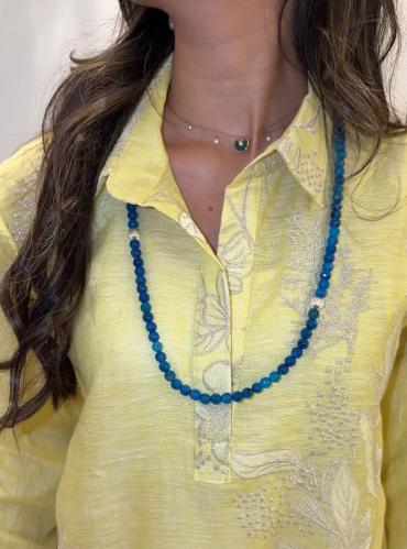 السبحه الذكيه من حجر العقيق الأزرق الغامق الطبيعي...