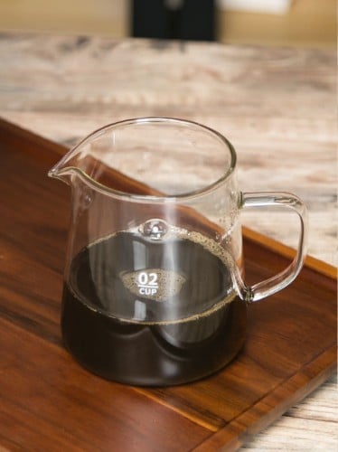 وعاء قهوة زجاجي مع غطاء خشبي