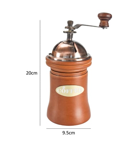 مطحنة قهوة يدوية خشبية بتصميم عتيق