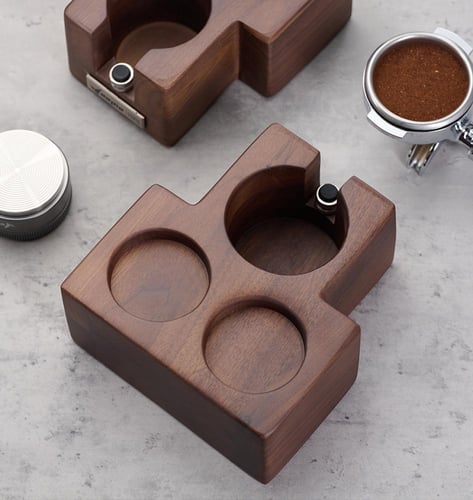 حامل مكبس قهوة خشب