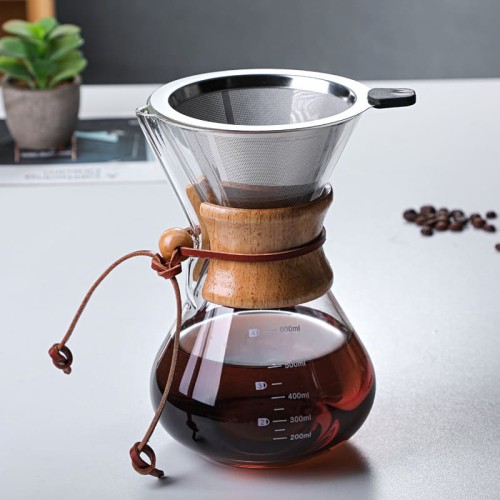 وعاء قهوة زجاجي مقاوم للحرارة 600 مل