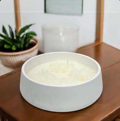 شمعة معطرة في وعاء حجري فاخر كبيرة الحجم ب 3 فتلات...