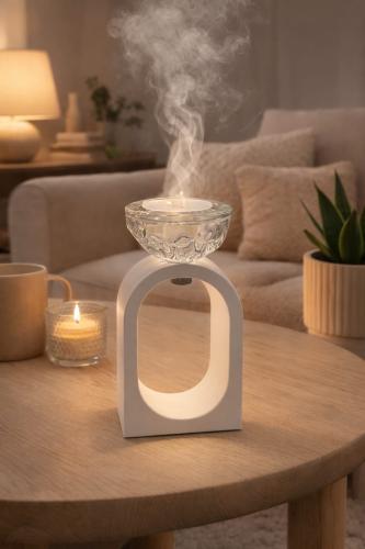 مبخرة وشمعدان 2في1 مرفقة بي عبارات ترحيبية ابيض /ش...