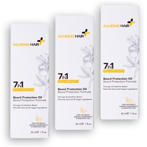 3 عبوات زيت تغذية وتقوية اللحية 7 في 1