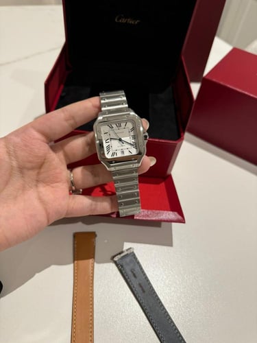 ساعة السانتوس لارج مينا ابيض