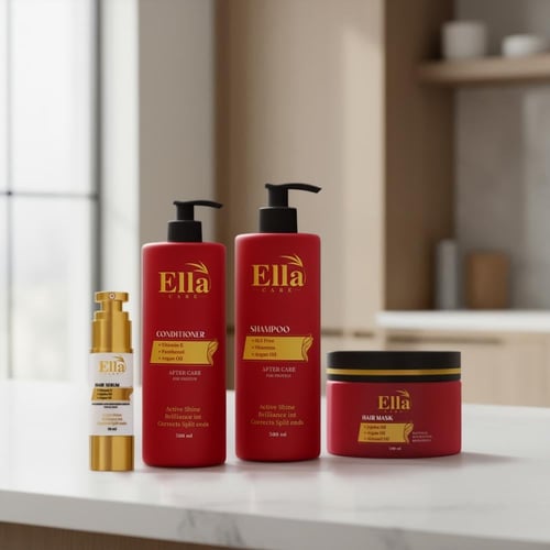 شامبو و بلسم و سيروم وماسك إيلا كير بتركيبة زيت ال...
