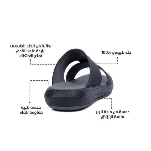 نعال خليجي طبي جلد طبيعي اسود و رمادي