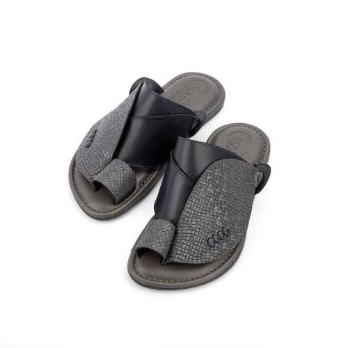 نعال شرقي إيطالي رمادي وكحلي نقشة جلد رائعة