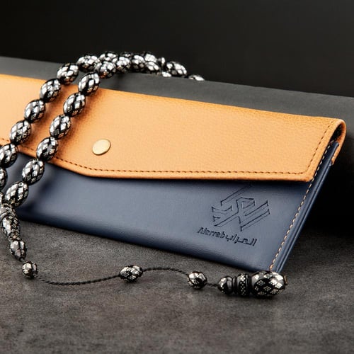 سبحه عالية الجودة باللون الأسود المطرز بالفضي