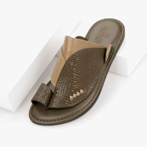 حذاء شرقي طبي إيطالي جلد زيتي خلاب