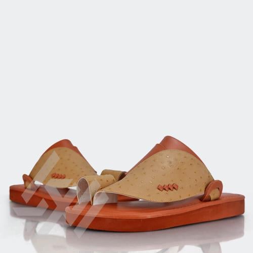 نعال جلد عسلي صناعة وطنية بخامات طبيعية إيطالية