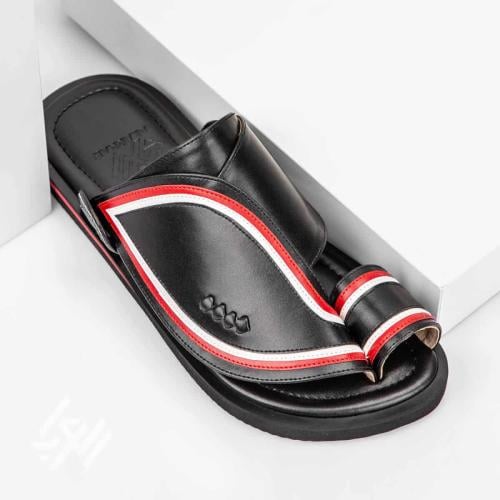 نعال سعودي وطني من الجلد الأسود الراقي