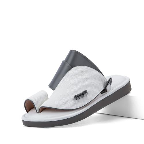 نعال سعودي طبي من الجلد الأبيض والرصاصي