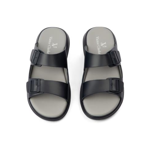 شبشب خليجي جلد طبيعي كحلي ماركة فيكتور كلارك