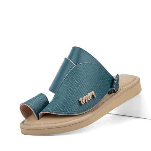 نعال سعودي طبي من الجلد الفيروزي المميز