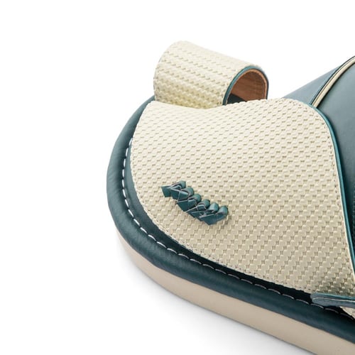 نعال شرقي طبي جلد أخضر وأبيض طبيعي