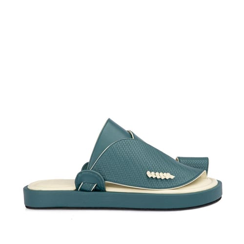 نعال شرقي وطني جلد باللون الأزرق البترولي الرائع