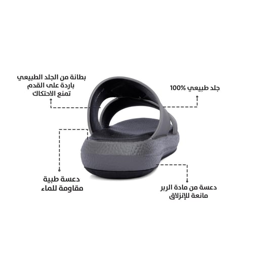 نعال طبي جلد رمادي طبيعي بارضية سوداء