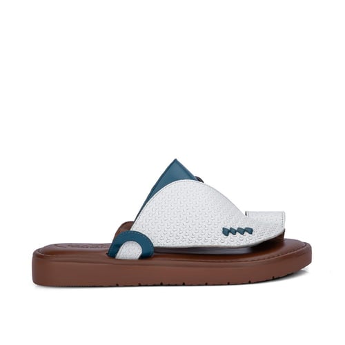 نعال شرقي إيطالي جلد طبيعي ابيض وفيروزي