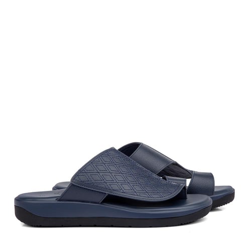 نعال خليجي طبي جلد كحلي بنقشة