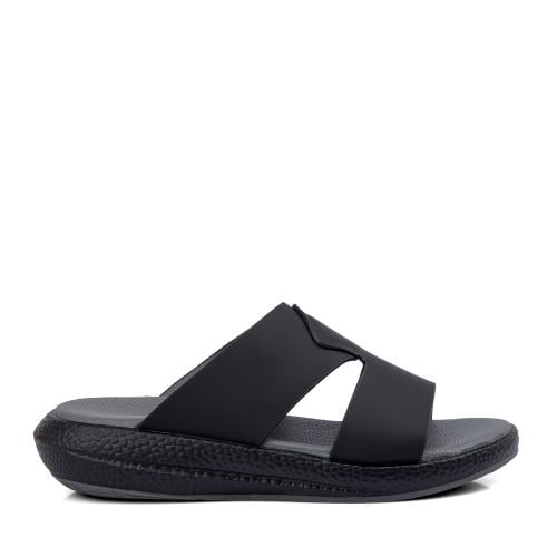 نعال خليجي جلد اسود طبيعي وارضية رمادية طبية