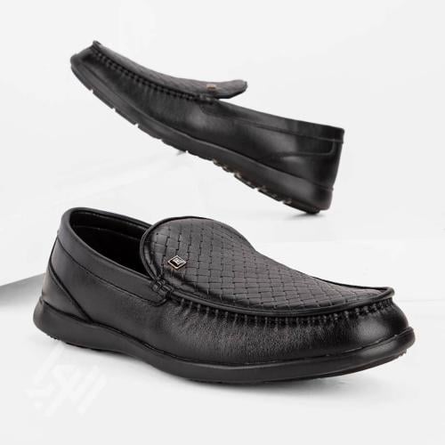 حذاء رسمي جلد أسود بتصميم كلاسيكي