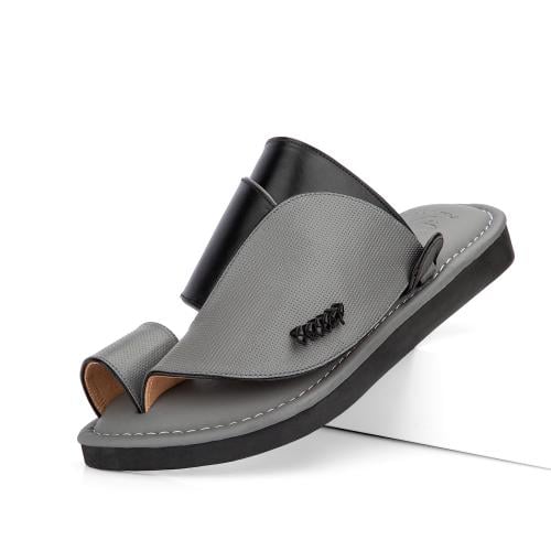 نعال شرقي سعودي طبي جلد أسود ورمادي