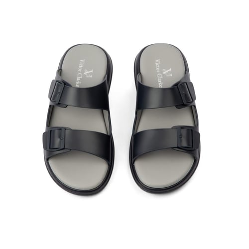 شبشب خليجي جلد طبيعي كحلي ماركة فيكتور كلارك