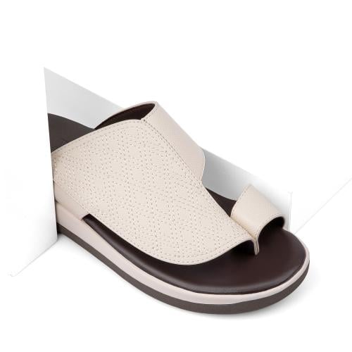 نعال شرقي جلد بيج وارضية طبية بني